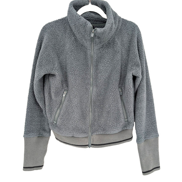 Athleta Tugga Sherpa Fleece Crop Jacket Bali Green Athleisure Outdoor Size Small - Picture 3 of 14